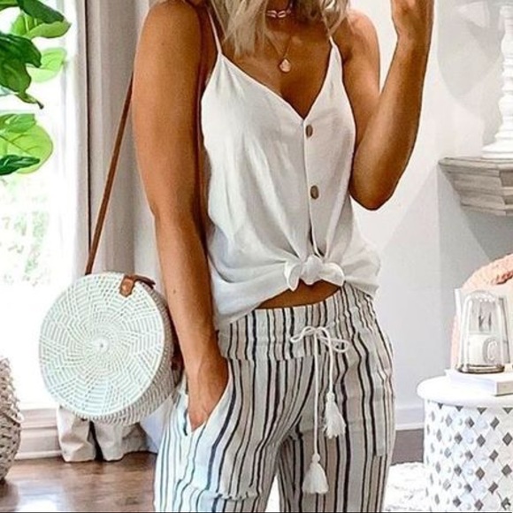 SOLD OUT! Ivory Button Down Tank Top! - Picture 3 of 4